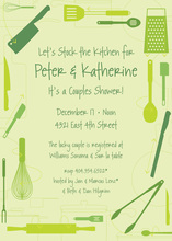 Kitchen Utensils Retro Blue Invitations