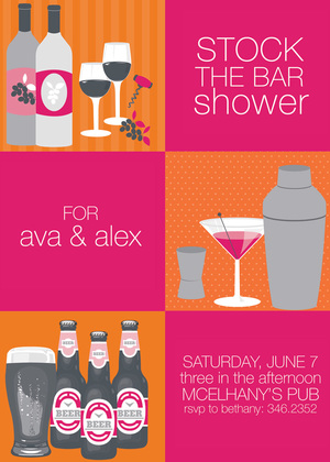 Squares Stock The Bar Shower Orange RSVP Cards