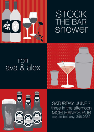 3 Stock The Bar Aqua Invitations