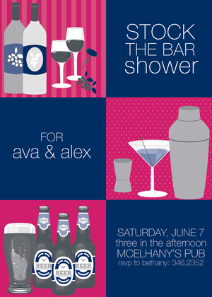 3 Stock The Bar Red Invitations