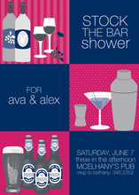 Modern Posh Bar Hot Pink Shower Invitations