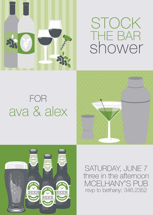 Squares Stock The Bar Shower Olive RSVP Cards