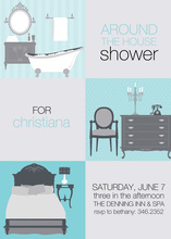 3 Squares House Blue Invitations