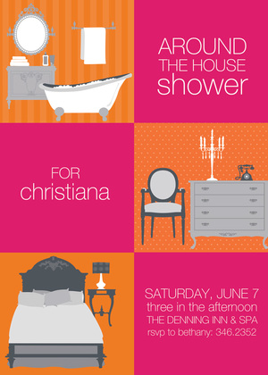 3 Squares House Blue Invitations