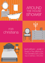 3 Squares House Orange Invitations