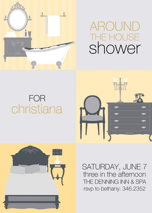 3 Squares House Olive Invitations