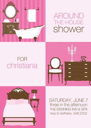 Squares Around The House Pink RSVP Cards