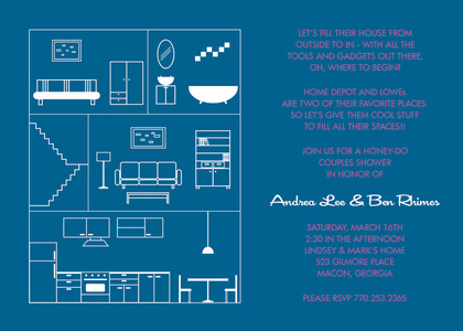 House Layout Navy Blue Invitations