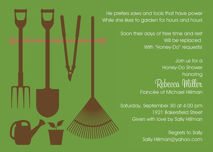 Garden Shower Tools Red Invitations