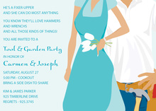 Garden Tools Couple Blue Invitations