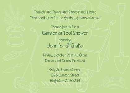 Outline Garden Tools Green Thank You Cards