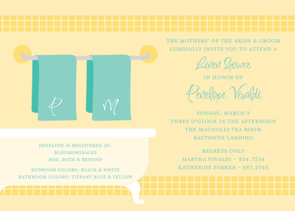 Linen Shower Lime Bathroom Invitations