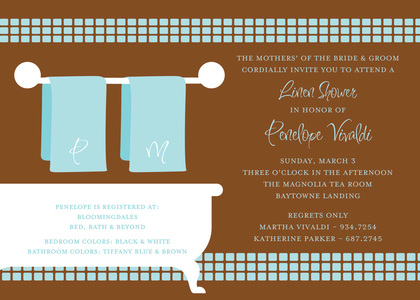 Linen Shower Lime Bathroom Invitations