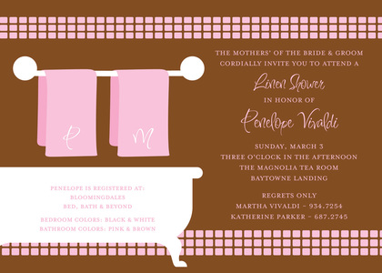 Linen Shower Chocolate-Pink RSVP Cards