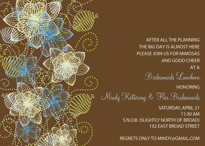 Modern Floral Blue Invitations