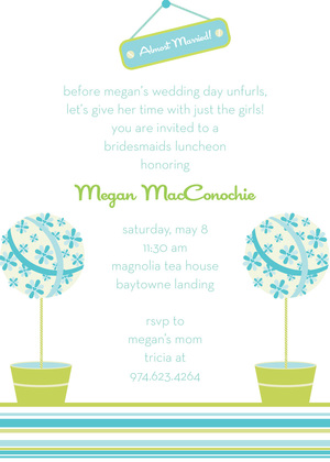 Floral Topiaries Green-Blue RSVP Cards