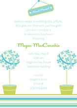 Pretty Modern Blue Topiaries Invitation