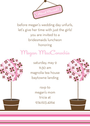 Pretty Modern Blue Topiaries Invitation