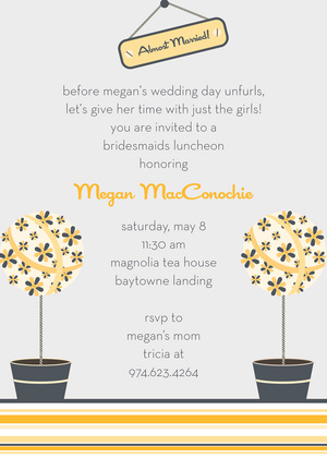 Pretty Modern Blue Topiaries Invitation