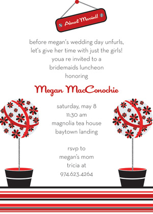 Two Yellow Floral Topiaries Invitation