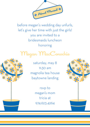 Floral Topiaries Blue-Yellow RSVP Cards