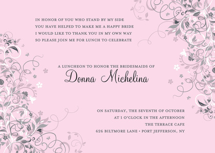 Floral Corners Chocolate Pink Invitations