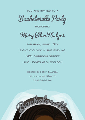 Brunette Tiara Bahcelorette Party Invitations