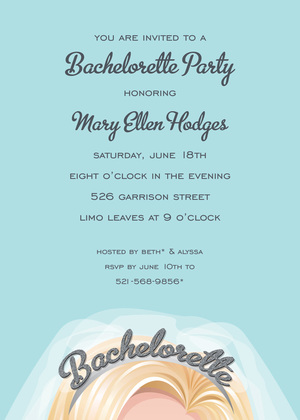 Brunette Tiara Bahcelorette Party Invitations