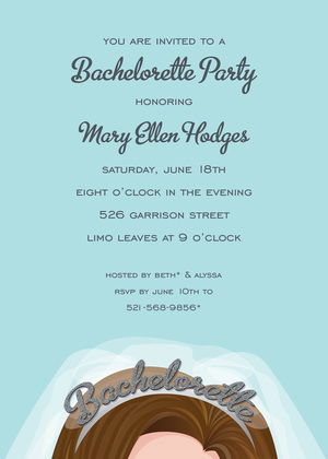 Redhead Tiara Bachelorette Party Invitations