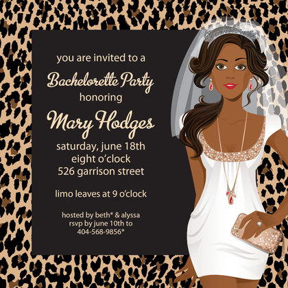 Blonde Bachelorette Leopard Invitations