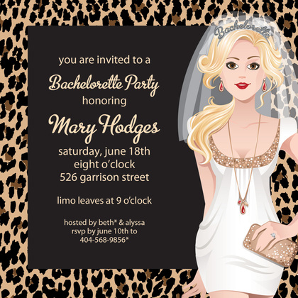 African American Bachelorette Leopard Invites