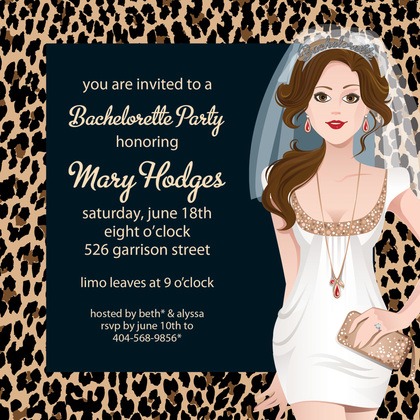 Blonde Bachelorette Leopard Invitations