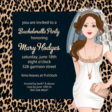 Brunette Bachelorette In Leopard Invitations