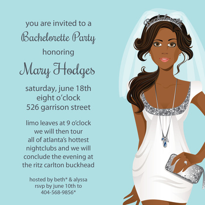 Bachelorette Blonde Silver Invitation