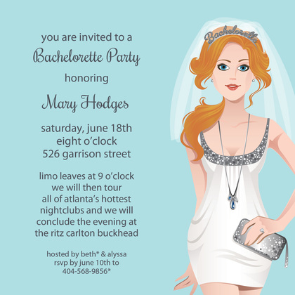 Bachelorette Blonde Silver Invitation