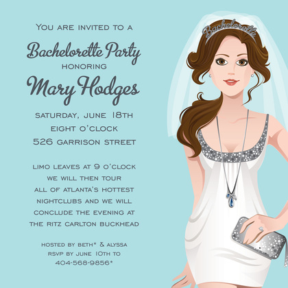 Bachelorette Blonde Silver Invitation