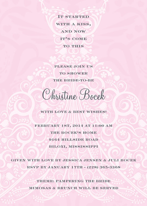 Filigree Dress Pink RSVP Cards