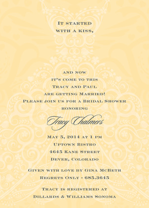 Traditional Filigree Dress Yellow RSVP Cards