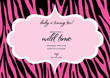 Pink Wild Zebra Border Invitations