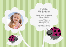 Cute Pink Ladybug On Leaf Invitation