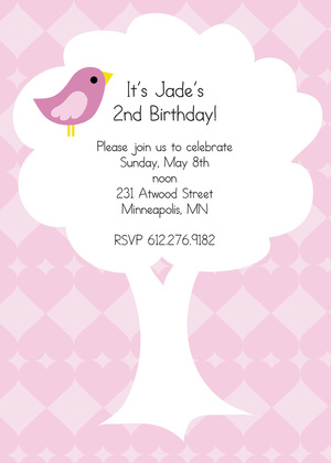 Bird On Tree In Blue Diamond Invitation