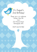 Bird On Tree In Blue Diamond Invitation