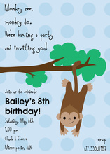 Sock Monkey Blue Invitations