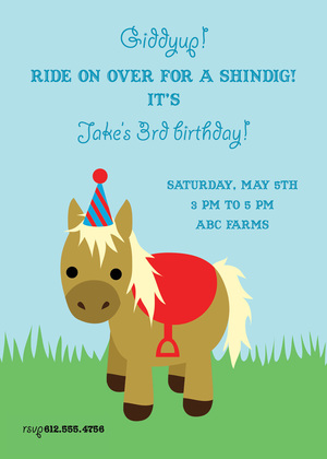 Cute Pink Birthday Pony Invitations