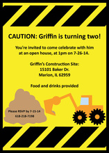 Construction Trucks Chalkboard Birthday Invitations