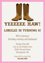 Cowboy Boots Pink Frame Invitation