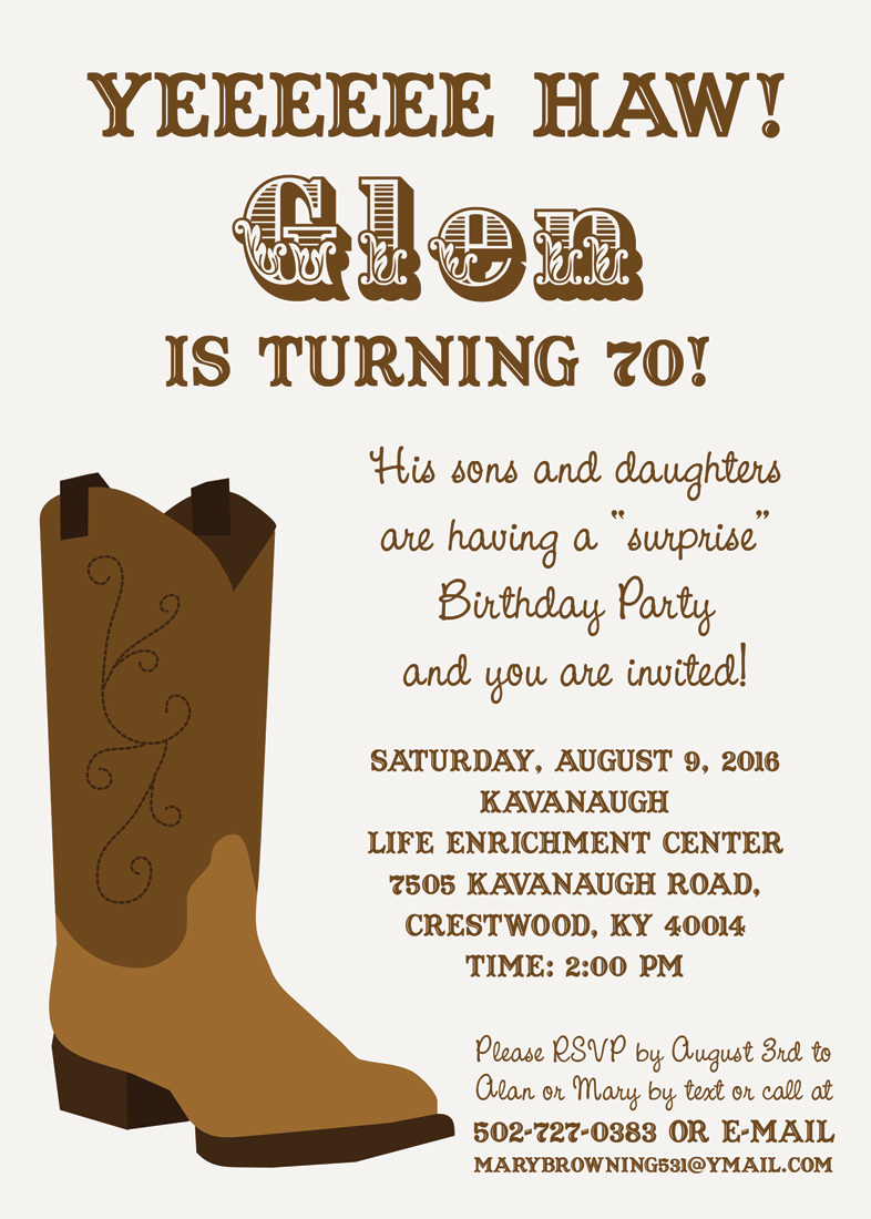 roundup boots party invitation