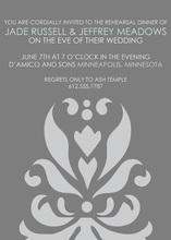 Lovely Large Grey Damask Wedding Invitations