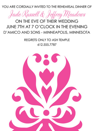 Lovely Large Grey Damask Wedding Invitations