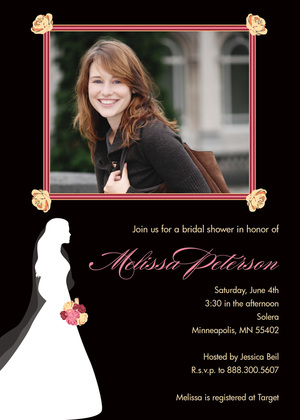 Framed Photo Bridal Shower Red Wedding Invitations